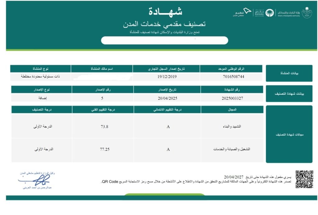 First-Class Municipal Services Classification